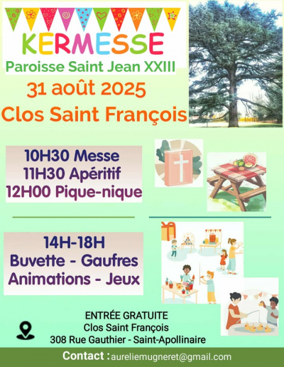 Vous êtes disponible le 31 aôut ? rejoignez l'équipe d'organisation de la kermesse à Saint Apollinaire